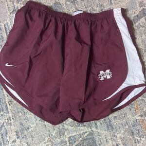 Nike Women's Burgundy and White Athletic Shorts
